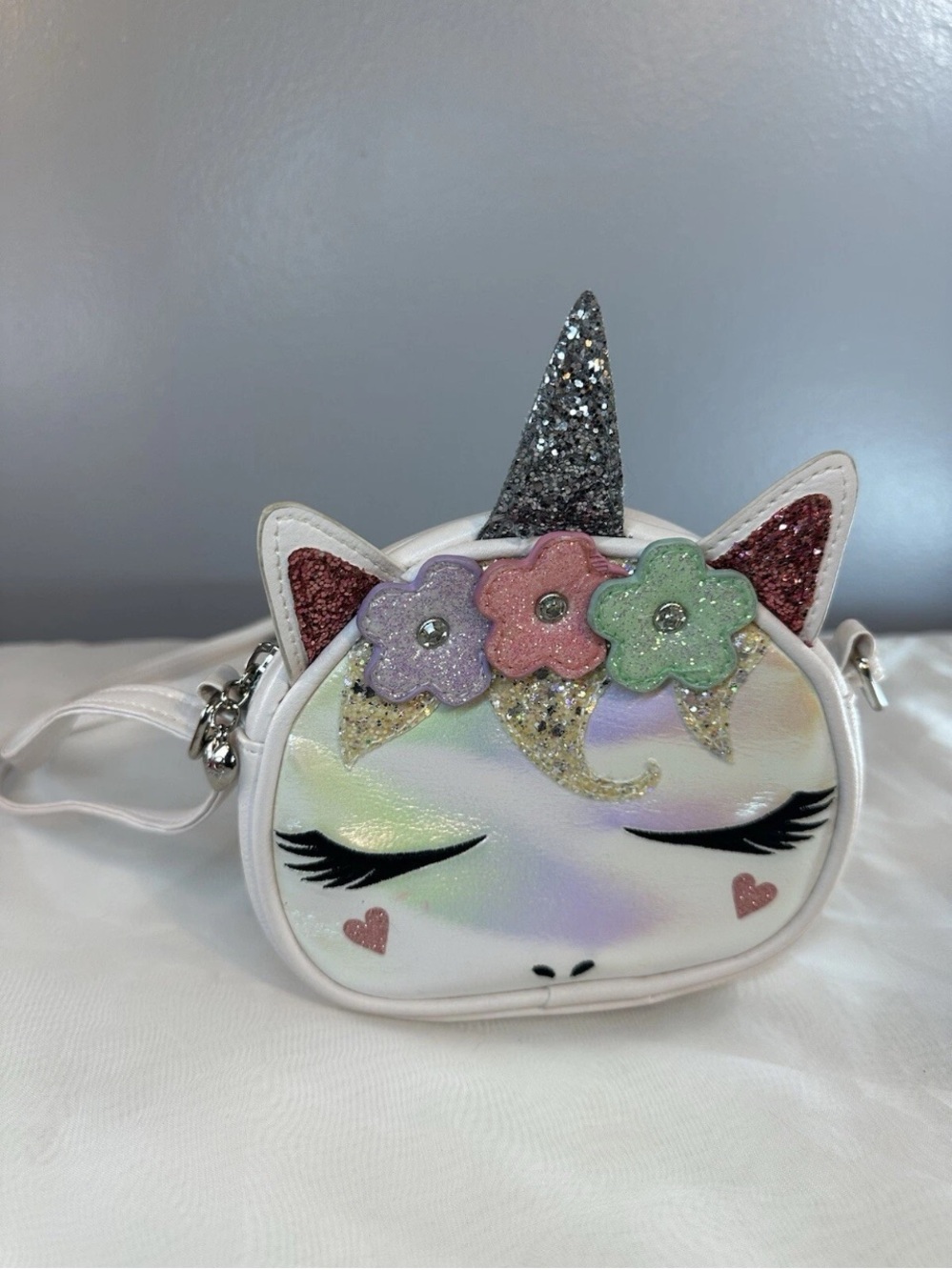 Girl’s Unicorn Shoulder Purse Rainbow Zipper Long Straps